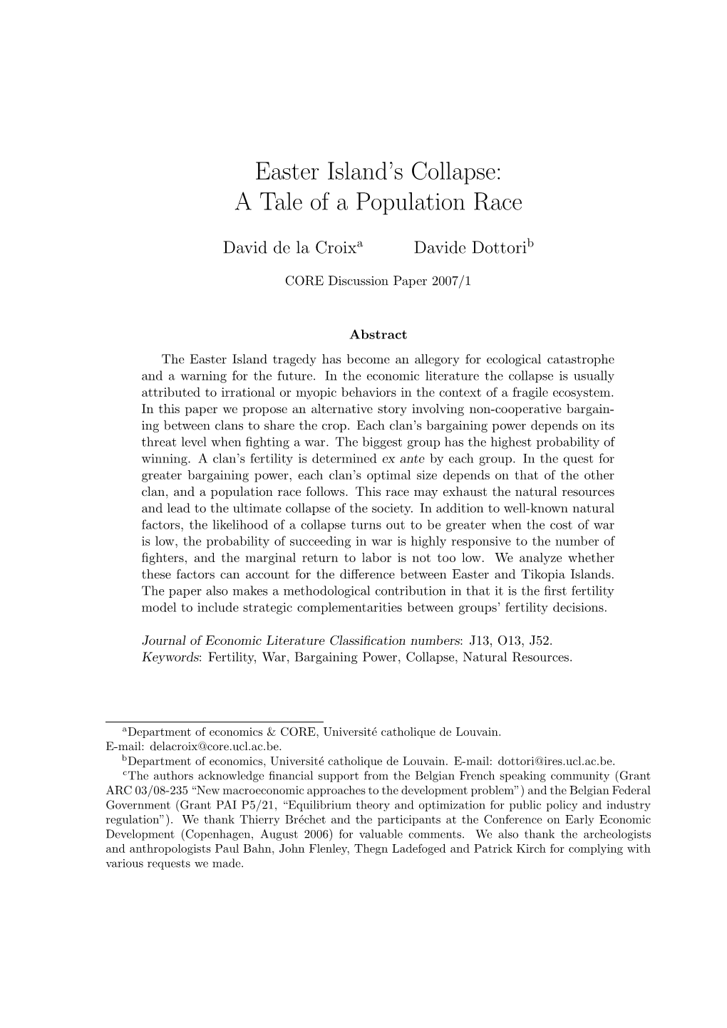 Easter Island's Collapse: a Tale of a Population Race