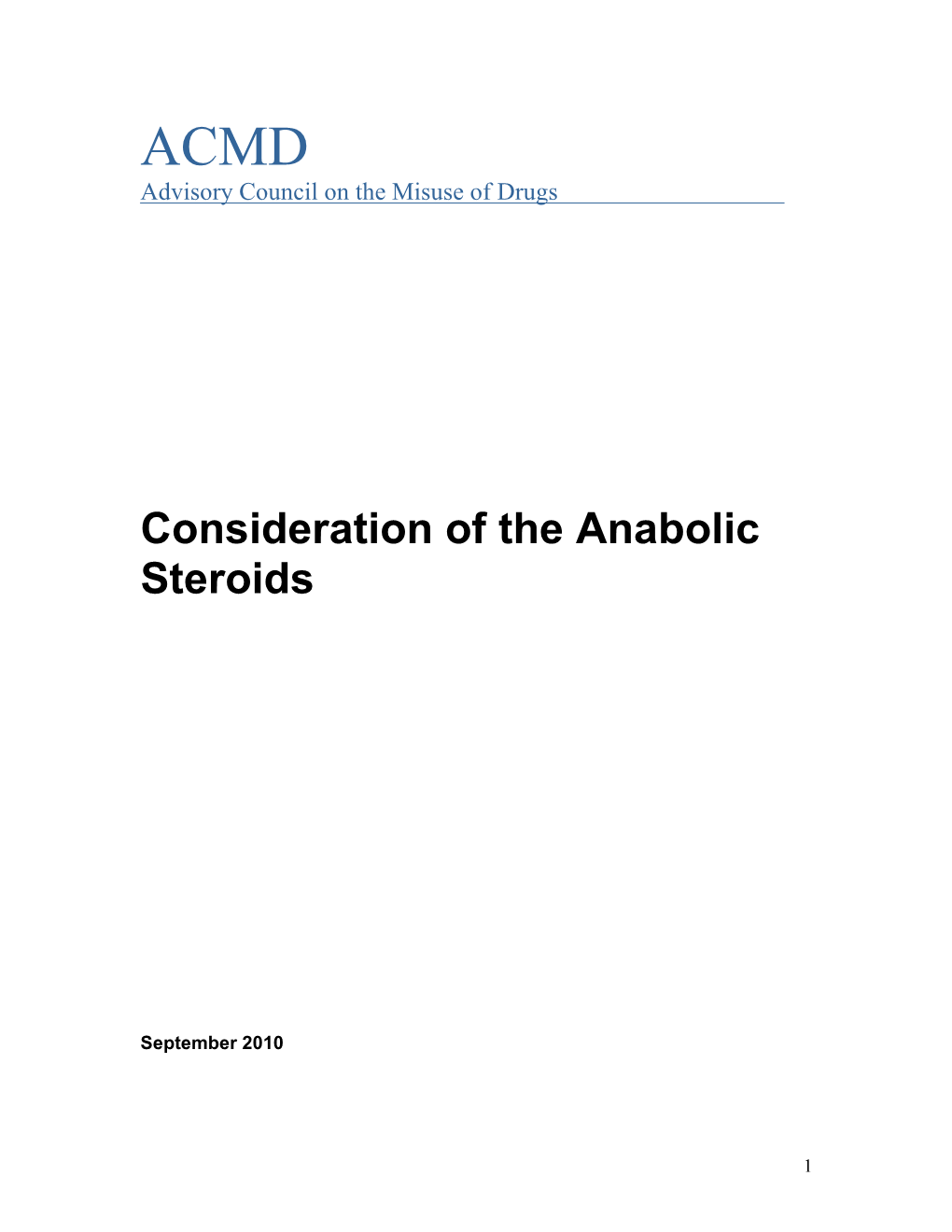 Consideration of the Anabolic Steroids