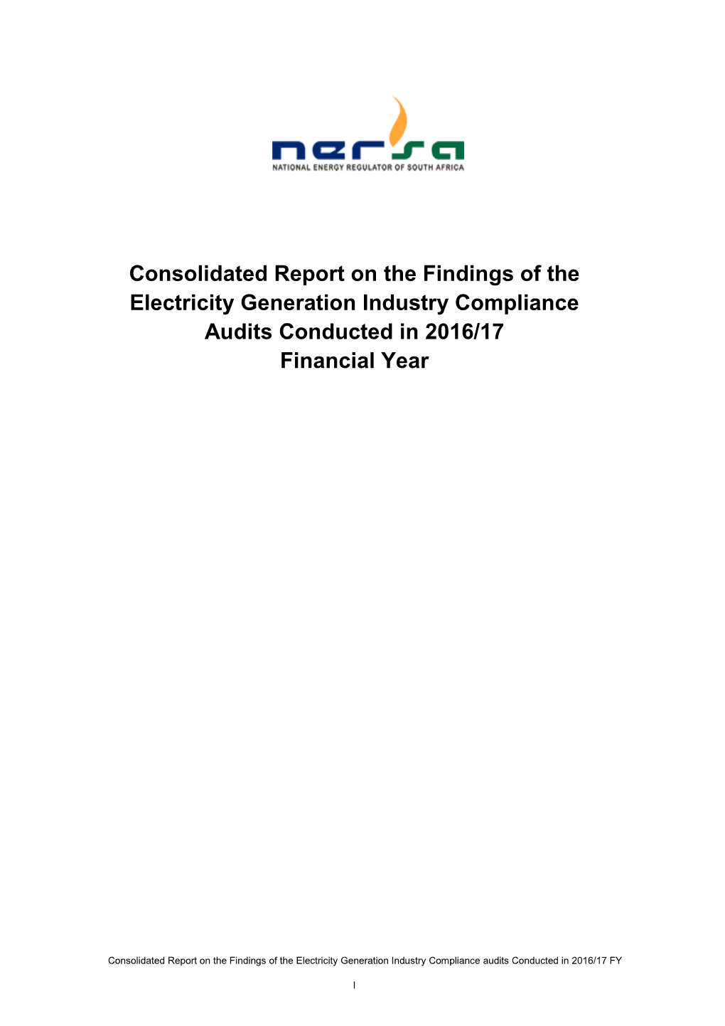 Consolidated Report on the Findings of the Electricity Generation Industry Compliance Audits Conducted in 2016/17 Financial Year