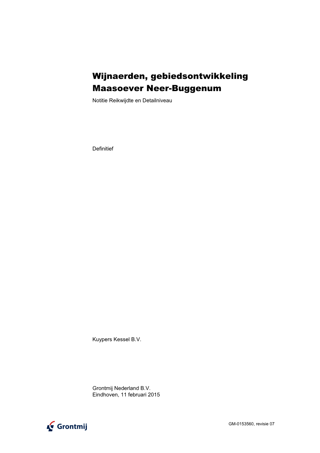 Wijnaerden, Gebiedsontwikkeling Maasoever Neer-Buggenum Notitie Reikwijdte En Detailniveau