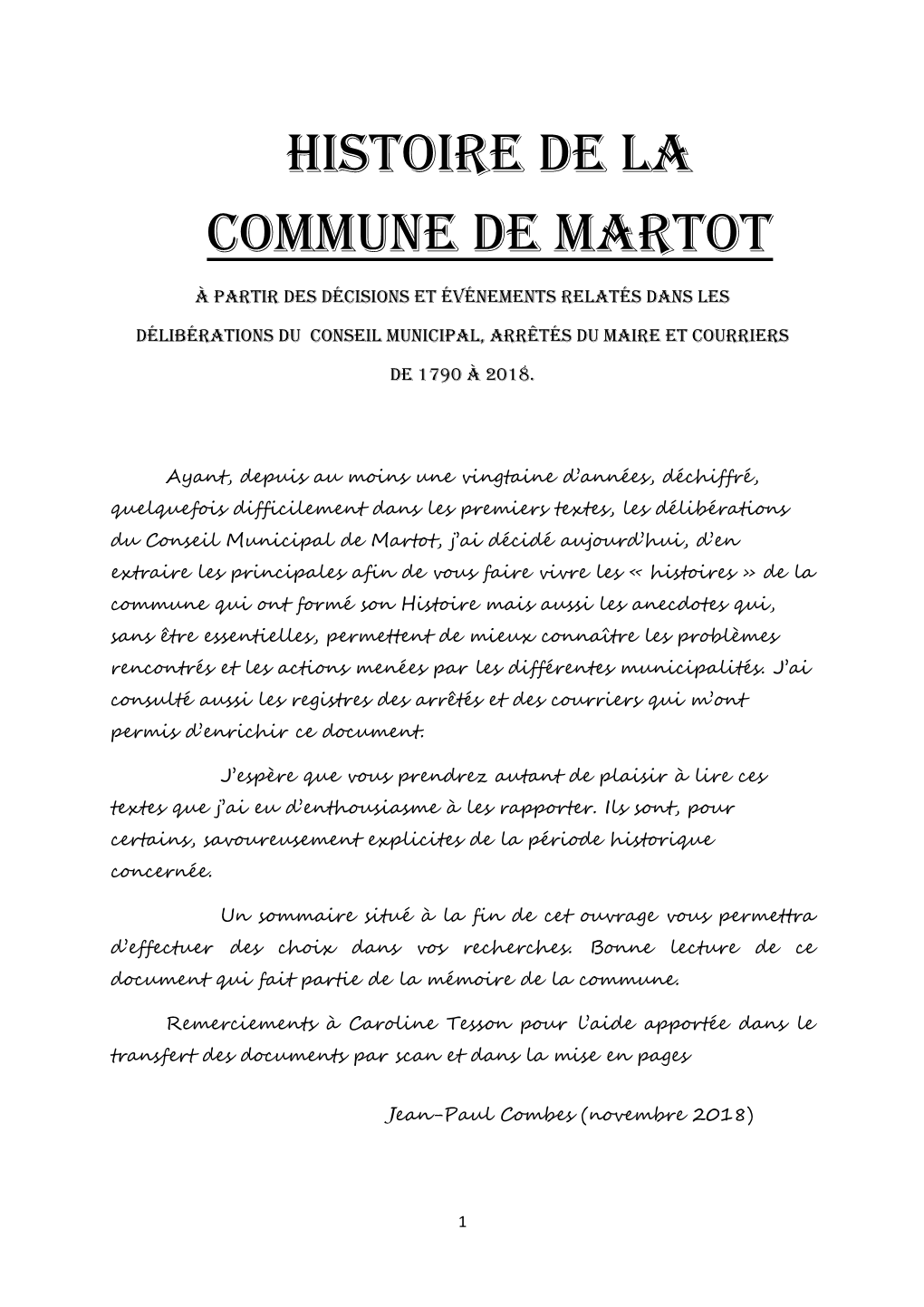 Histoire De La Commune De Martot