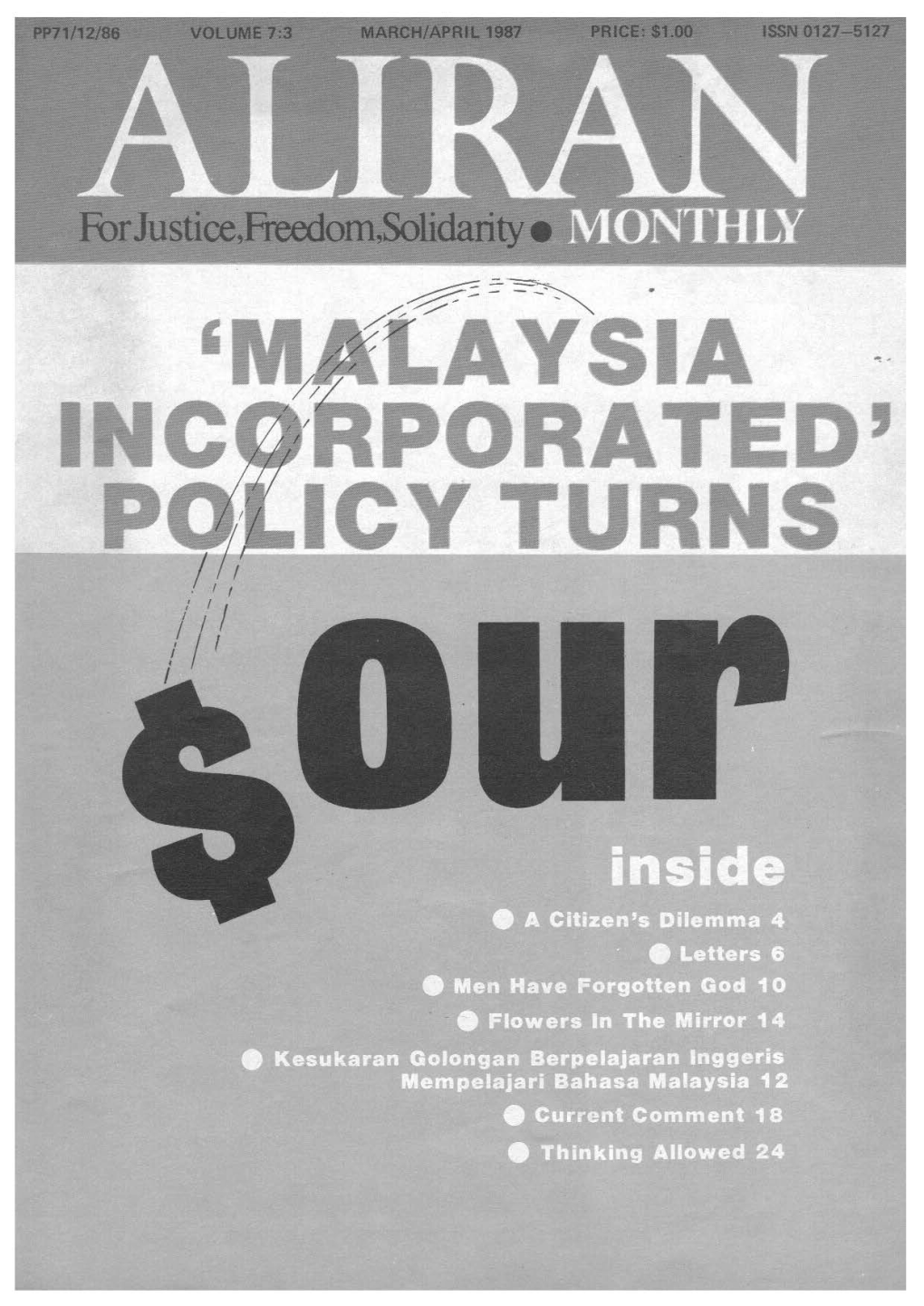 'MALAYSIA INCORPORATED' POLICY TURNS SOUR Robert Nash