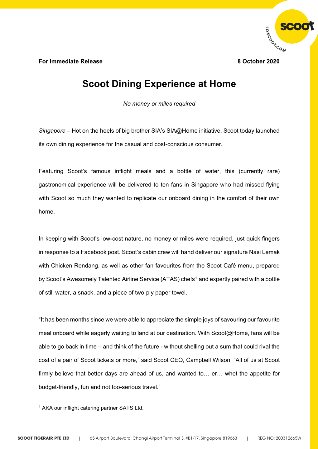 Scoot Dining Experience at Home