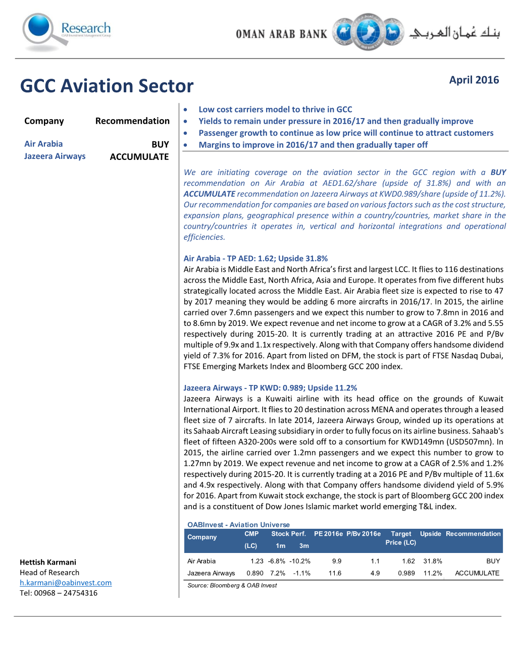 GCC Aviation Sector April 2016