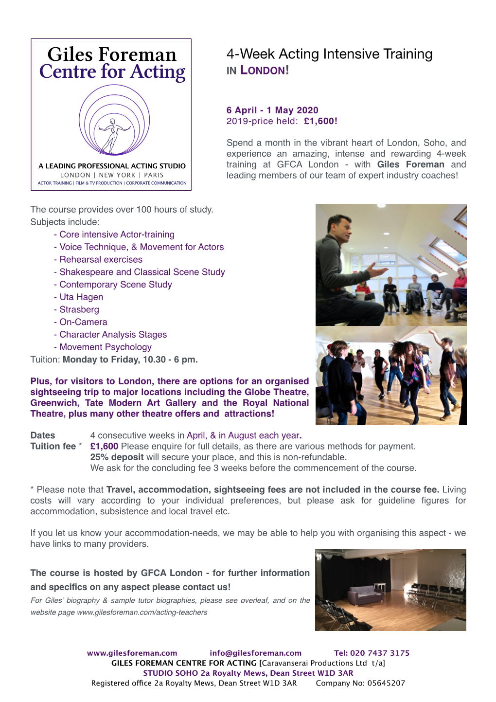 R 4-Week Acting Intensive Training in London!