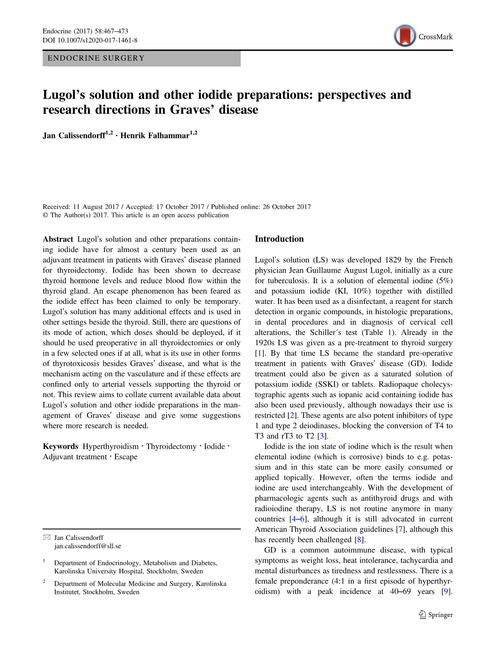 Lugol's Solution and Other Iodide Preparations