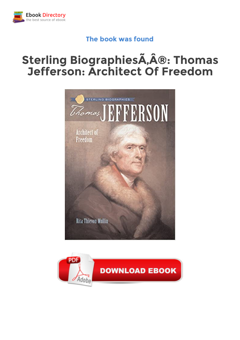 Review (PDF) Sterling Biographiesã Â®: Thomas Jefferson