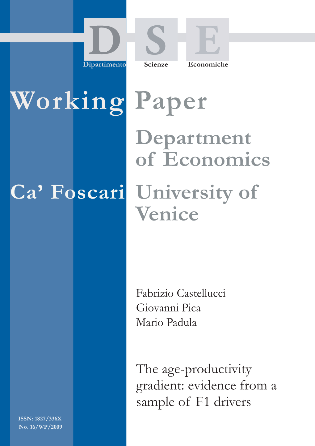 Working Paper Department of Economics Ca’ Foscari University of Venice