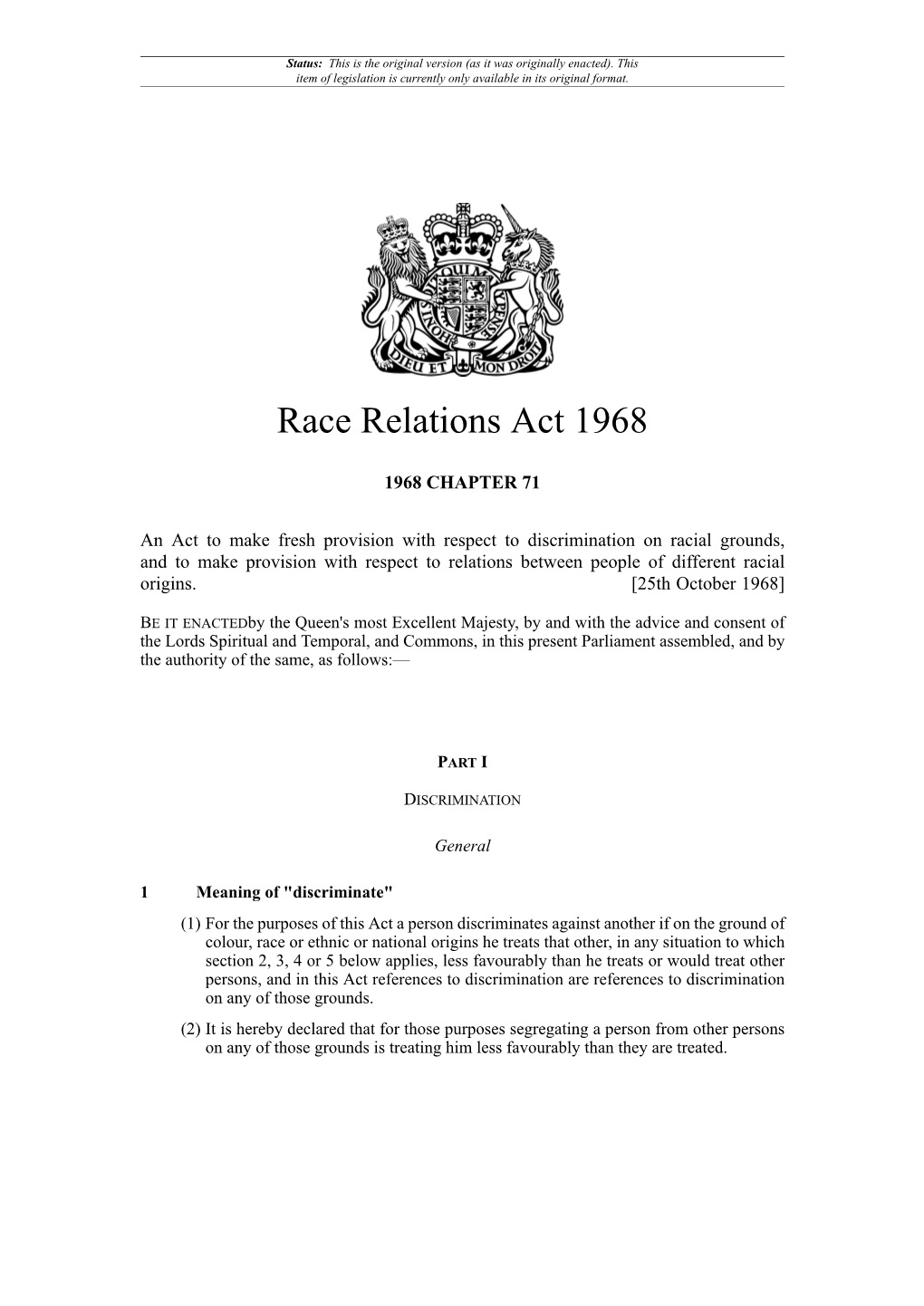 Race Relations Act 1968