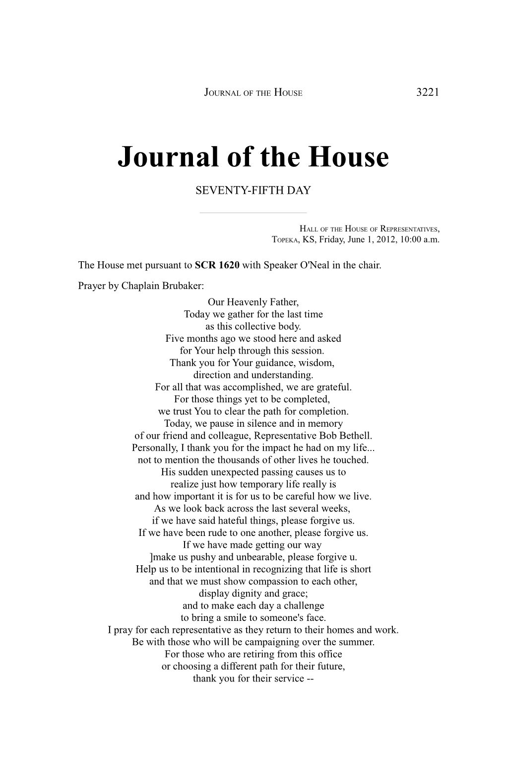 Journal of the House 3221