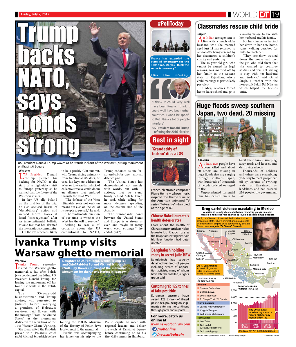 Trump Backs NATO, Says Bonds Strong