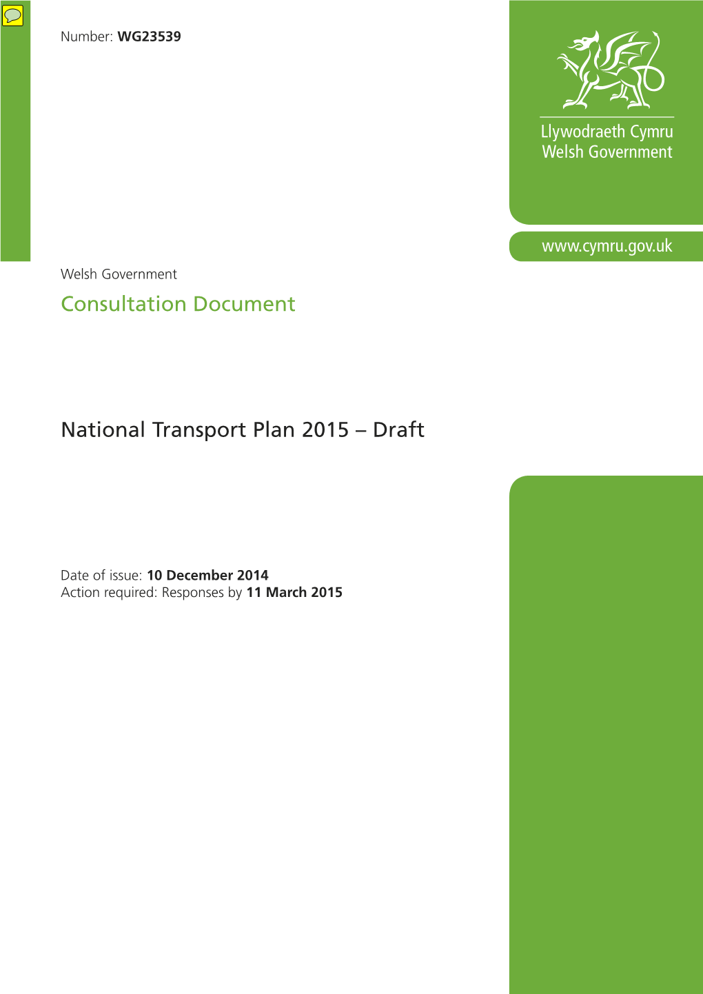 Consultation Cover National Transport Plan