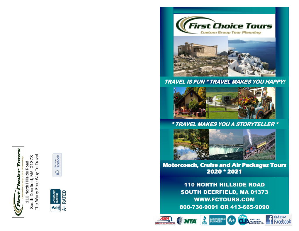 Motorcoach, Cruise and Air Packages Tours 2020