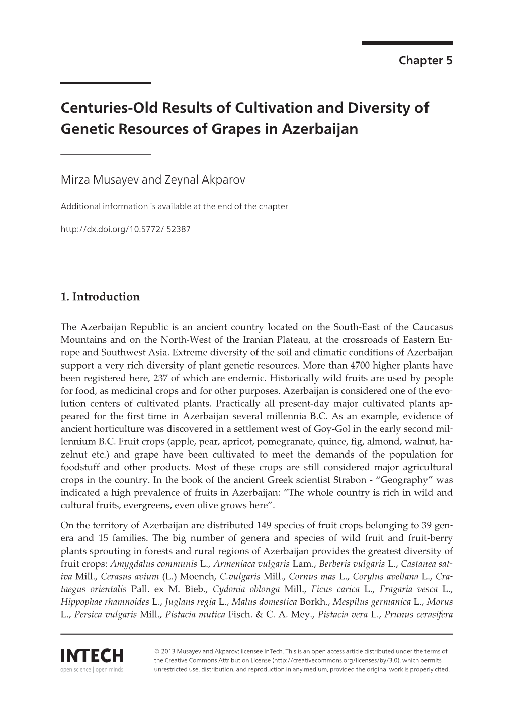 Centuries-Old Results of Cultivation and Diversity of Genetic Resources of Grapes in Azerbaijan