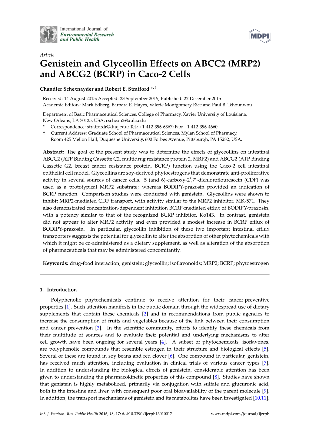 Genistein and Glyceollin Effects on ABCC2 (MRP2) and ABCG2 (BCRP) in Caco-2 Cells