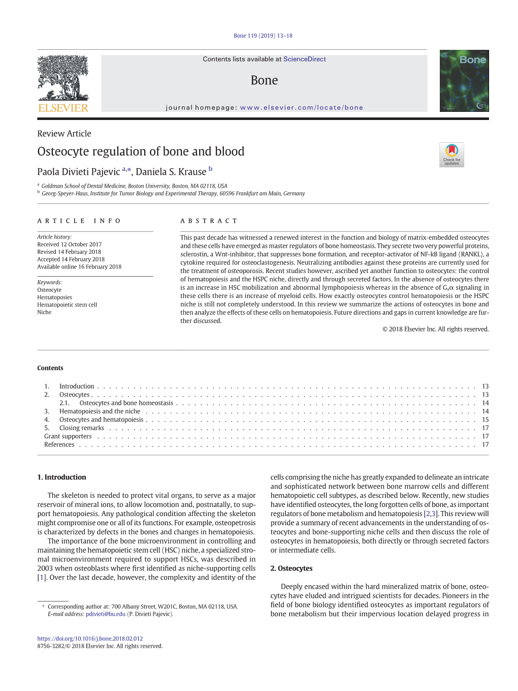 Osteocyte Regulation of Bone and Blood