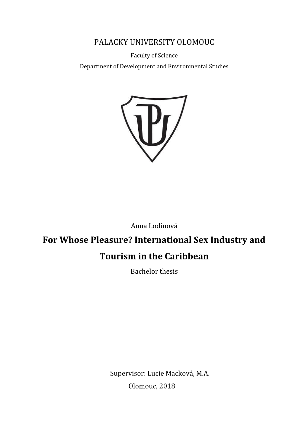 International Sex Industry and Tourism in the Caribbean Bachelor Thesis