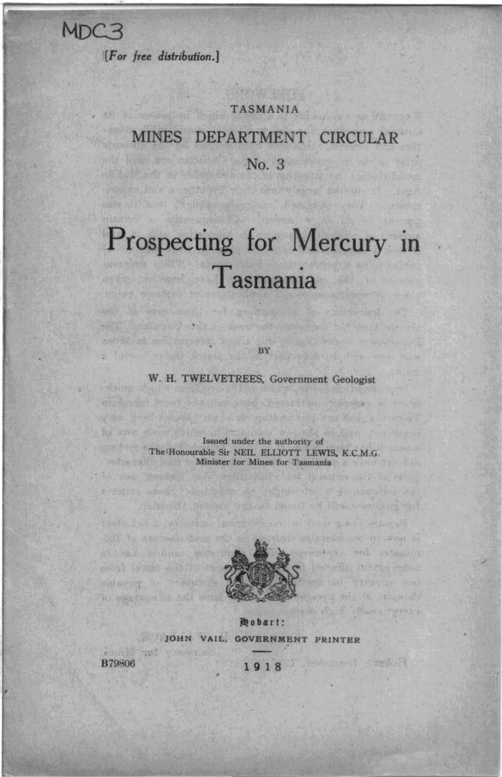 Prospecting for Mercury III Tasmania