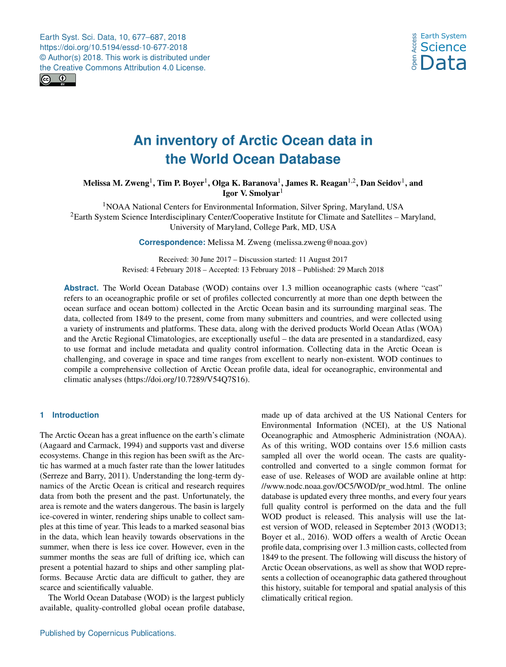 An Inventory of Arctic Ocean Data in the World Ocean Database