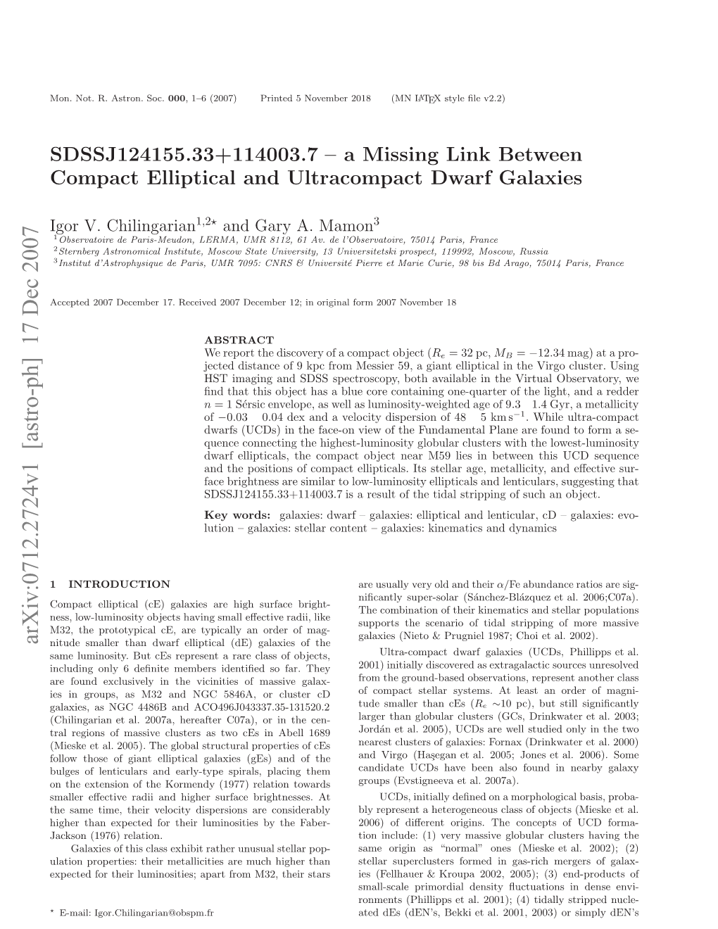 SDSSJ124155. 33+ 114003.7--A Missing Link Between Compact Elliptical and Ultracompact Dwarf Galaxies