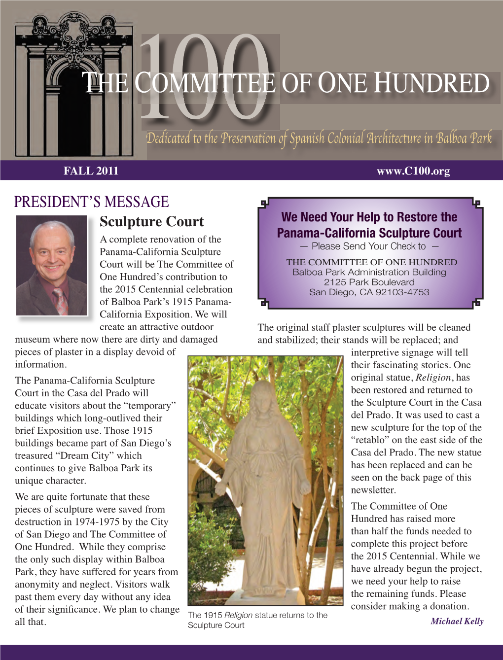 The Committee of One Hundred Newsletter, Fall 2011