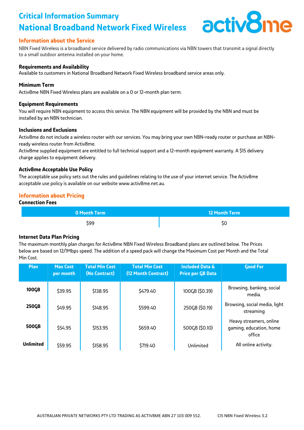 National Broadband Network Fixed Wireless