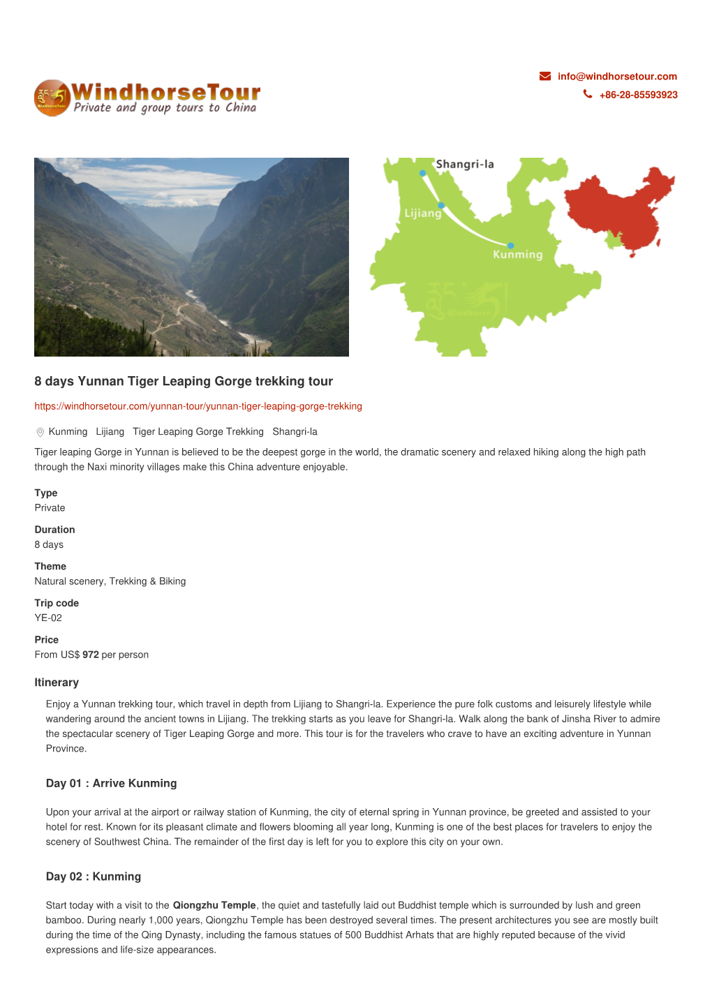 8 Days Yunnan Tiger Leaping Gorge Trekking Tour