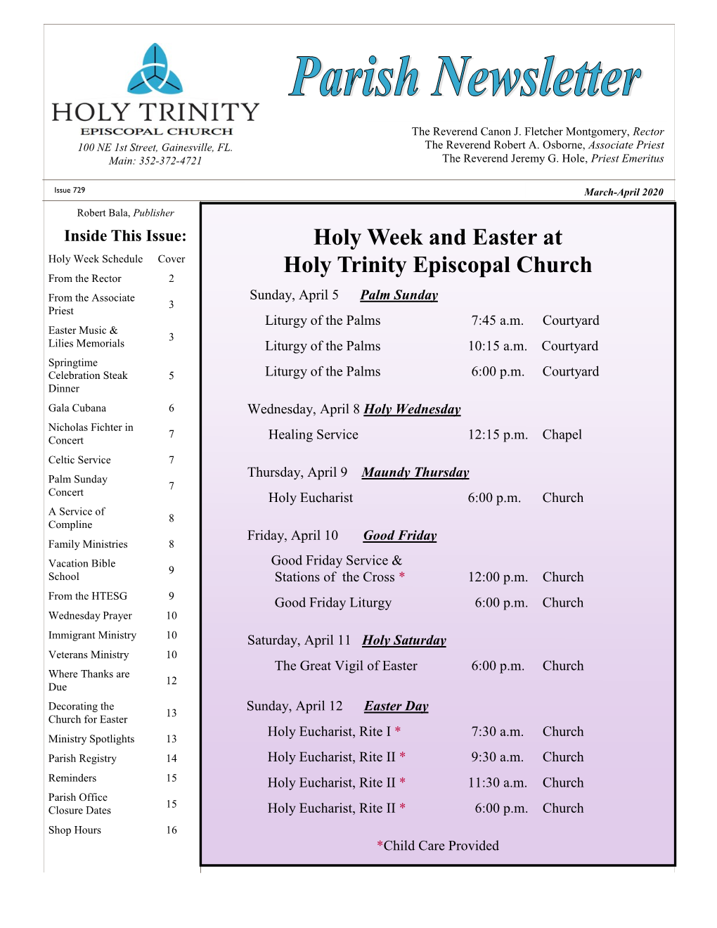 Holy Week and Easter at Holy Trinity Episcopal Church