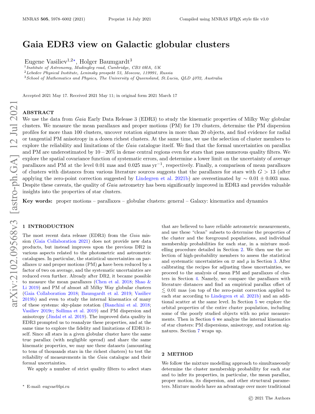 Arxiv:2102.09568V3 [Astro-Ph.GA] 12 Jul 2021 of These Systems: Sky-Plane Rotation (Bianchini Et Al