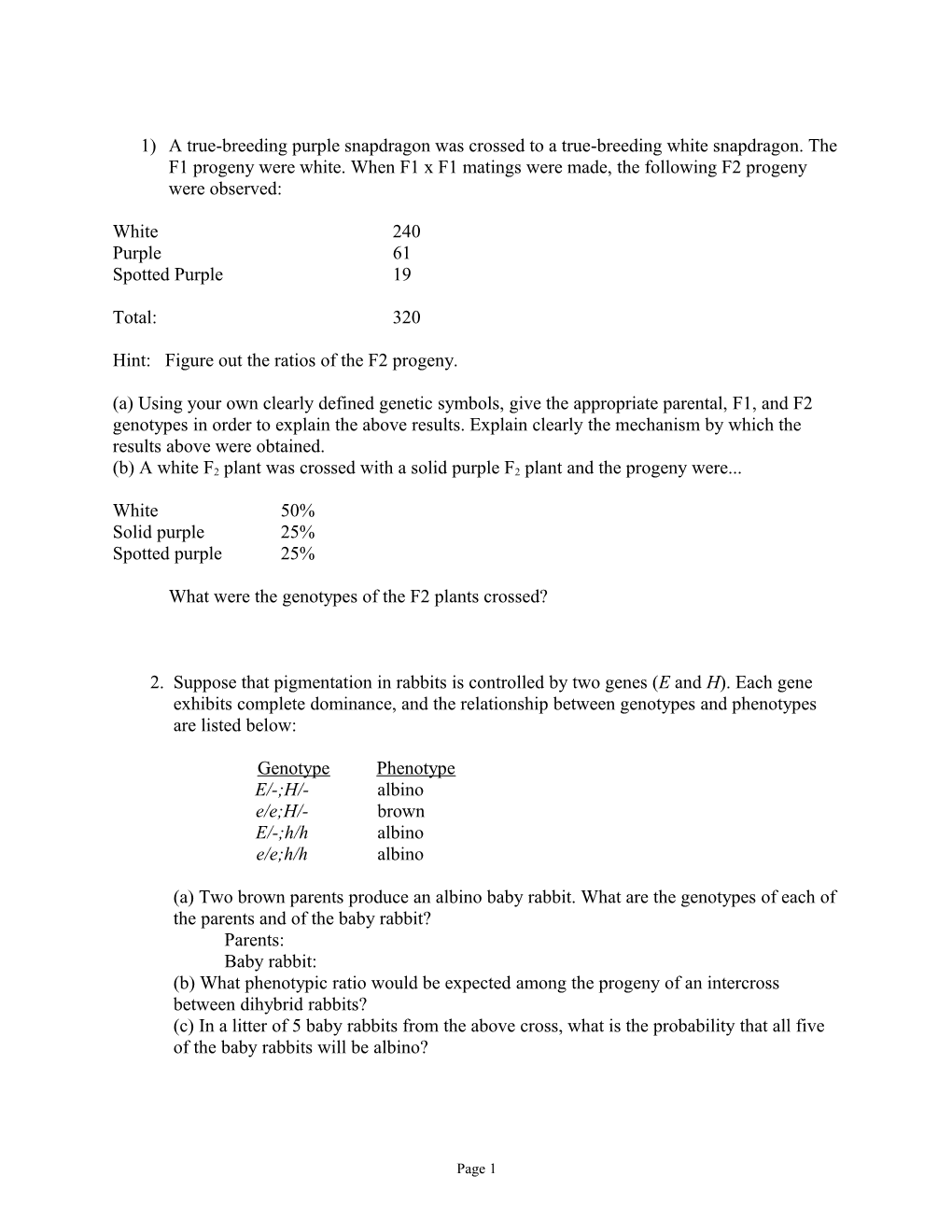 Hint: Figure out the Ratios of the F2 Progeny