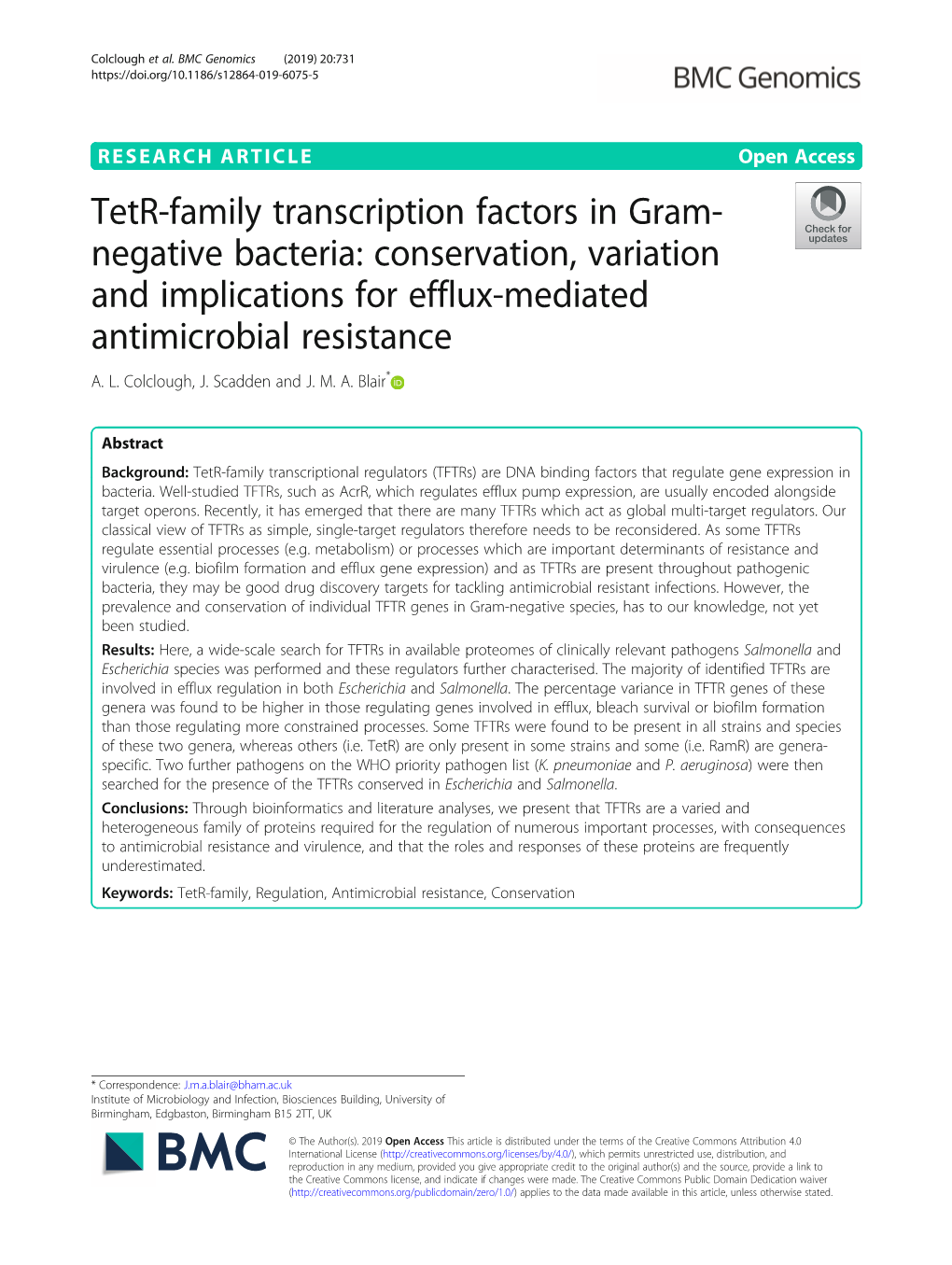 Tetr-Family Transcription Factors in Gram-Negative Bacteria