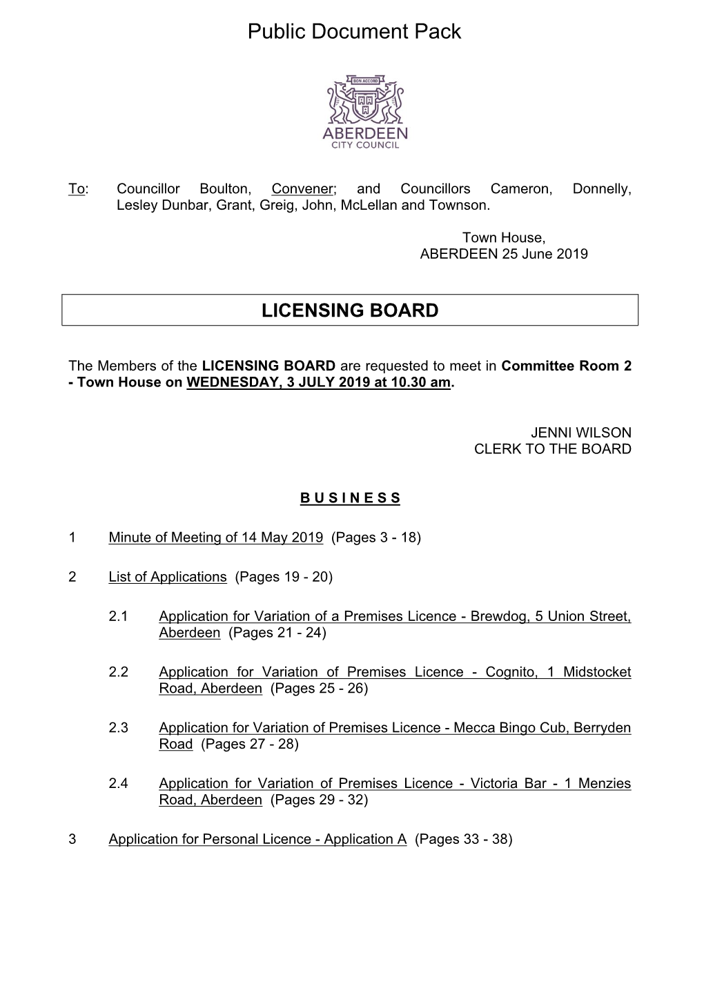 (Public Pack)Agenda Document for Licensing Board, 03/07/2019 10:30