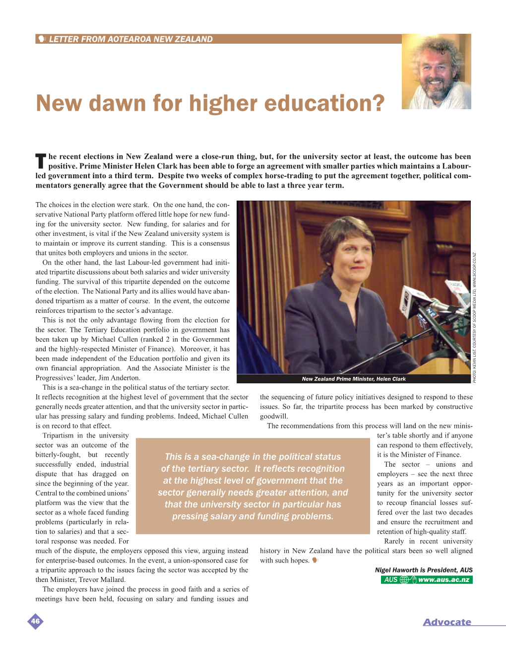 New Dawn for Higher Education? Advocate November 2005 (NTEU