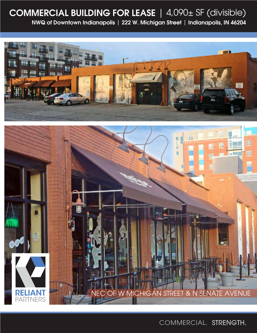 COMMERCIAL BUILDING for LEASE | 4,090± SF (Divisible) NWQ of Downtown Indianapolis | 222 W
