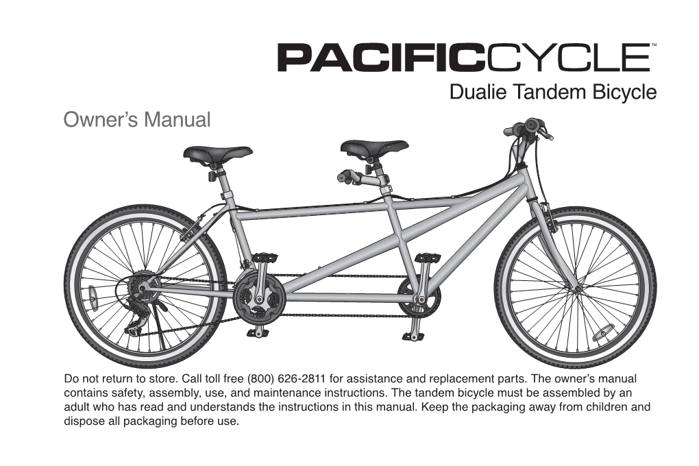 Dualie Tandem Bicycle Owner's Manual