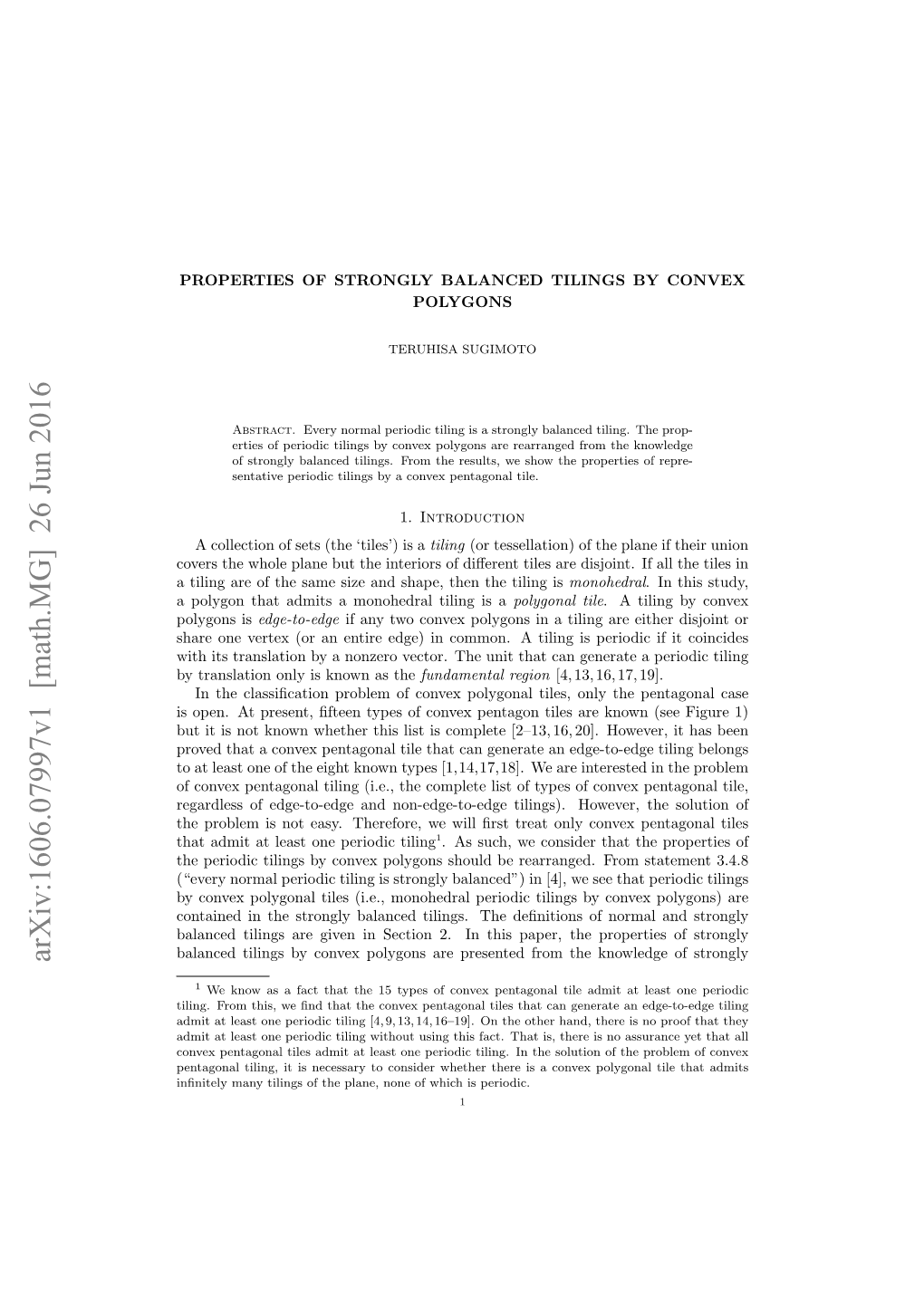 Arxiv:1606.07997V1 [Math.MG] 26 Jun 2016