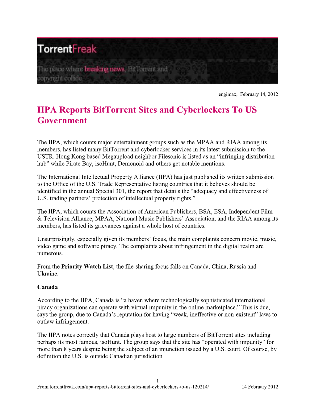 IIPA Reports Bittorrent Sites and Cyberlockers to US Government