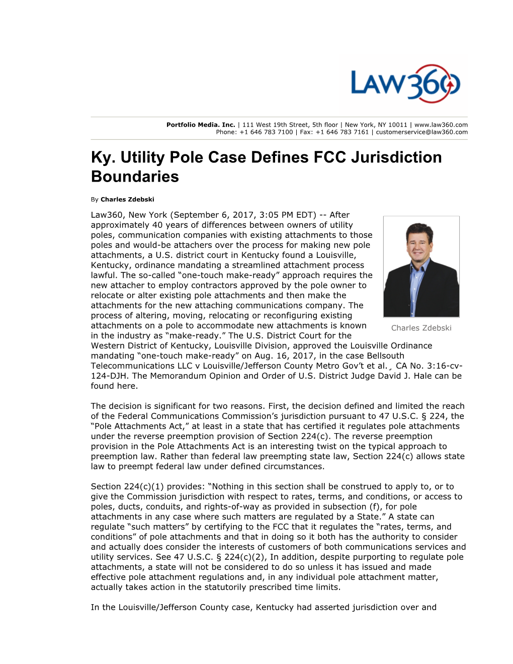 Ky. Utility Pole Case Defines FCC Jurisdiction Boundaries