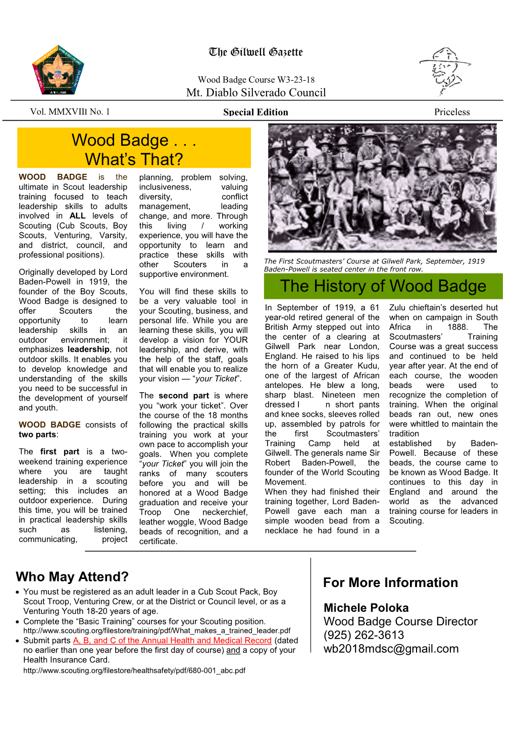 Wood Badge . . . What's That? the History of Wood Badge