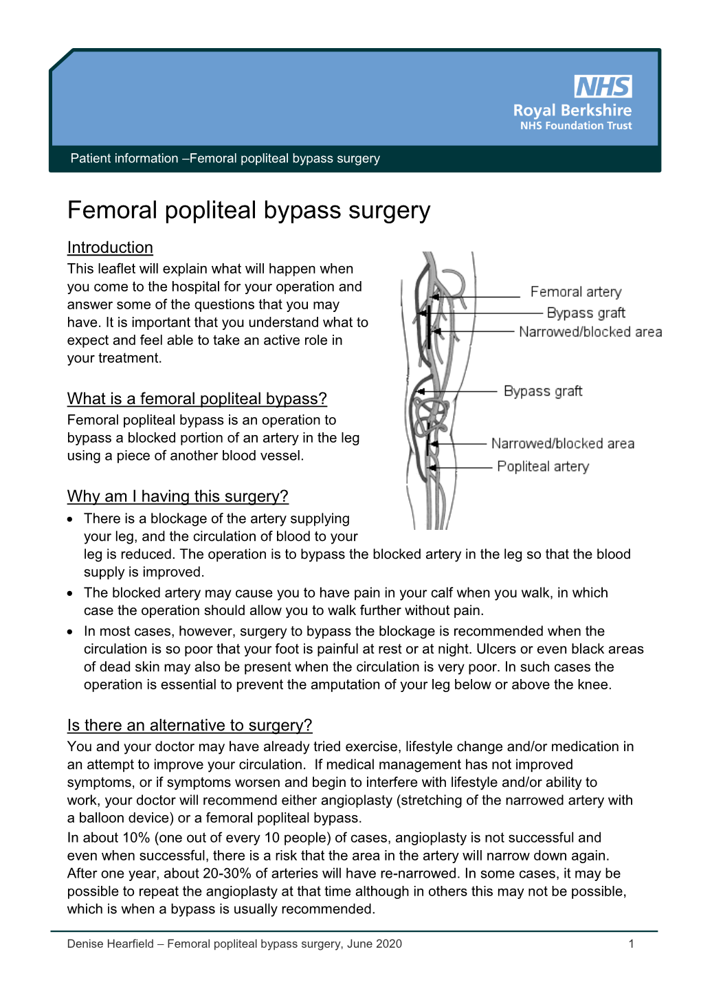 Femoral Popliteal Bypass Surgery