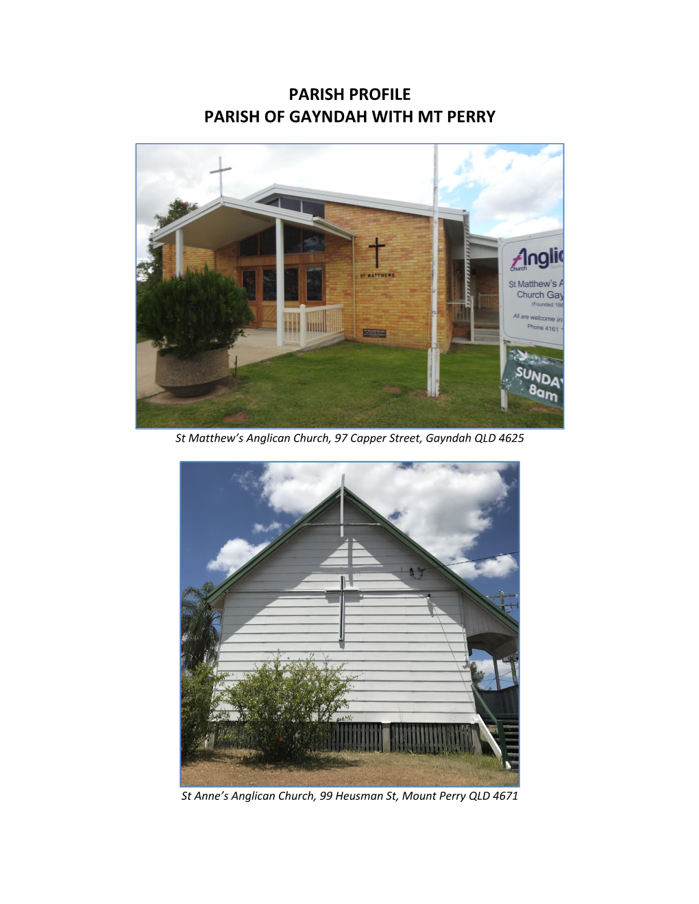 Parish Profile Parish of Gayndah with Mt Perry