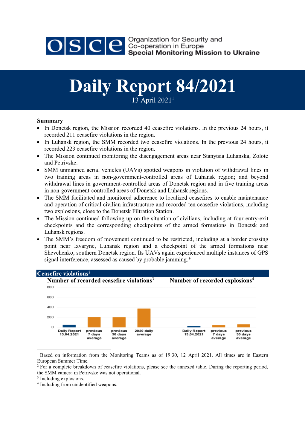 Daily Report 84/2021 13 April 20211