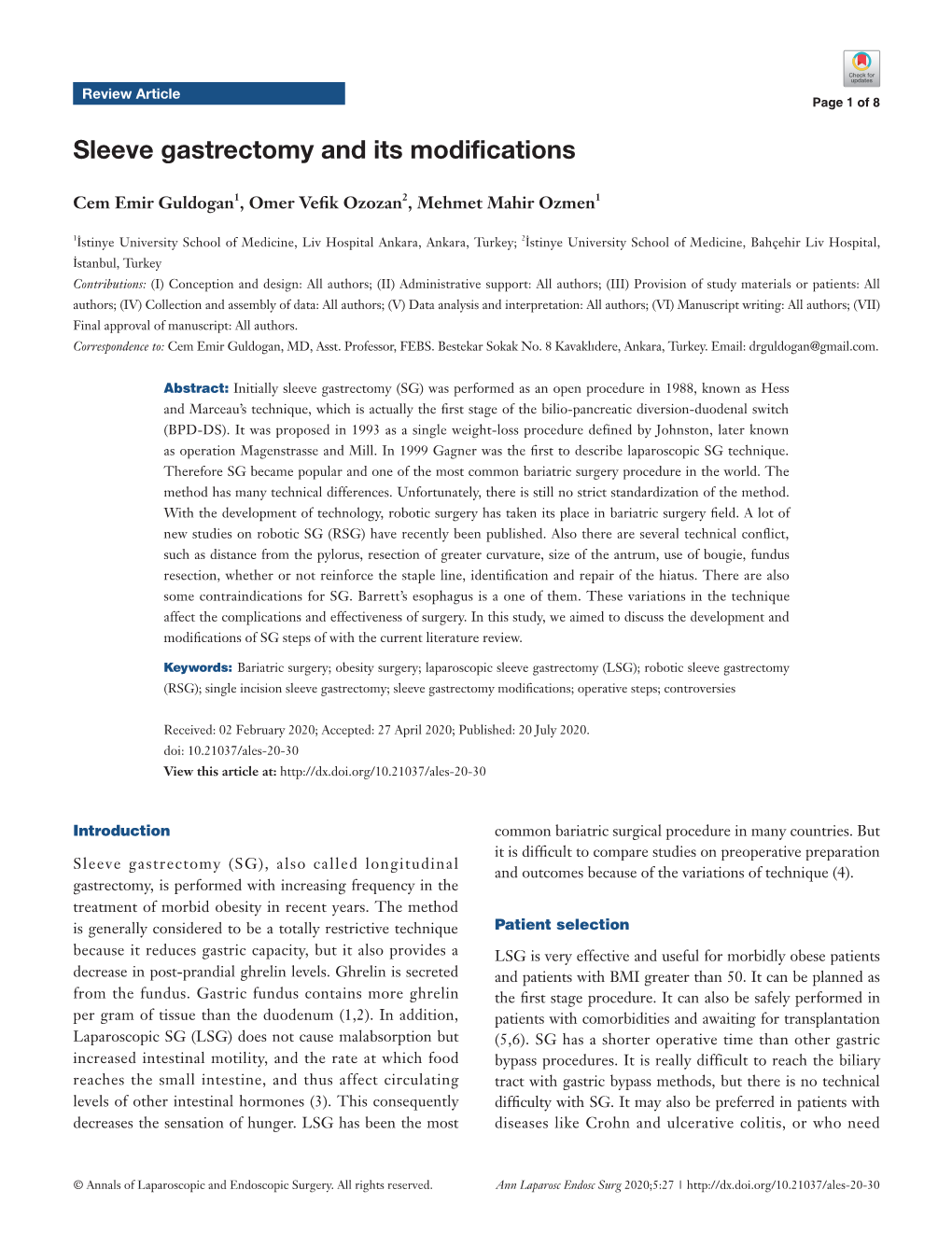 Sleeve Gastrectomy and Its Modifications