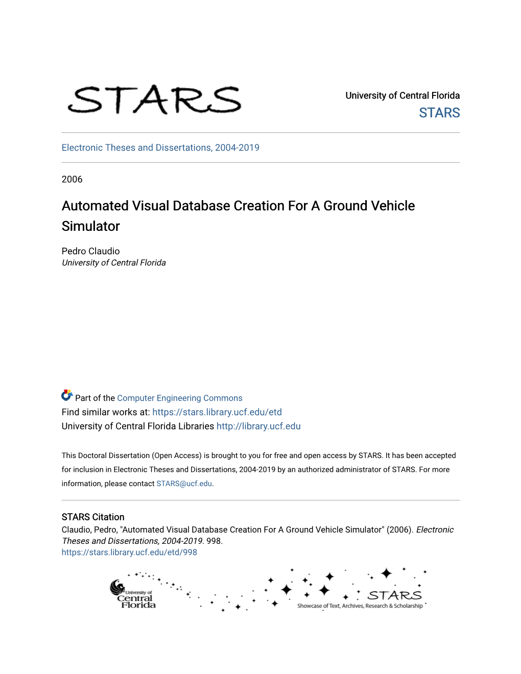 Automated Visual Database Creation for a Ground Vehicle Simulator
