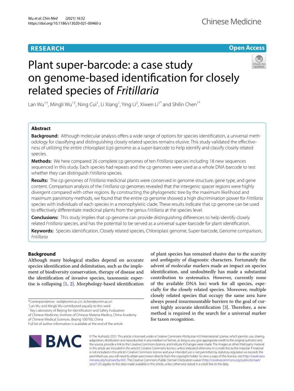 Plant Super-Barcode: a Case Study on Genome-Based Identification For