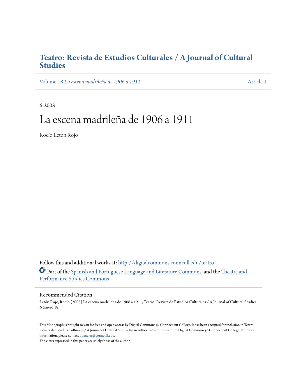 La Escena Madrileña De 1906 a 1911 Article 1