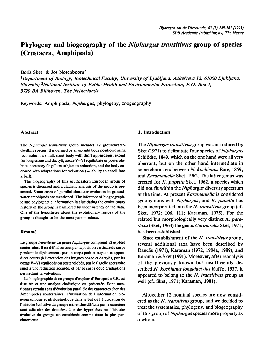 Phylogeny and Biogeography of of Species