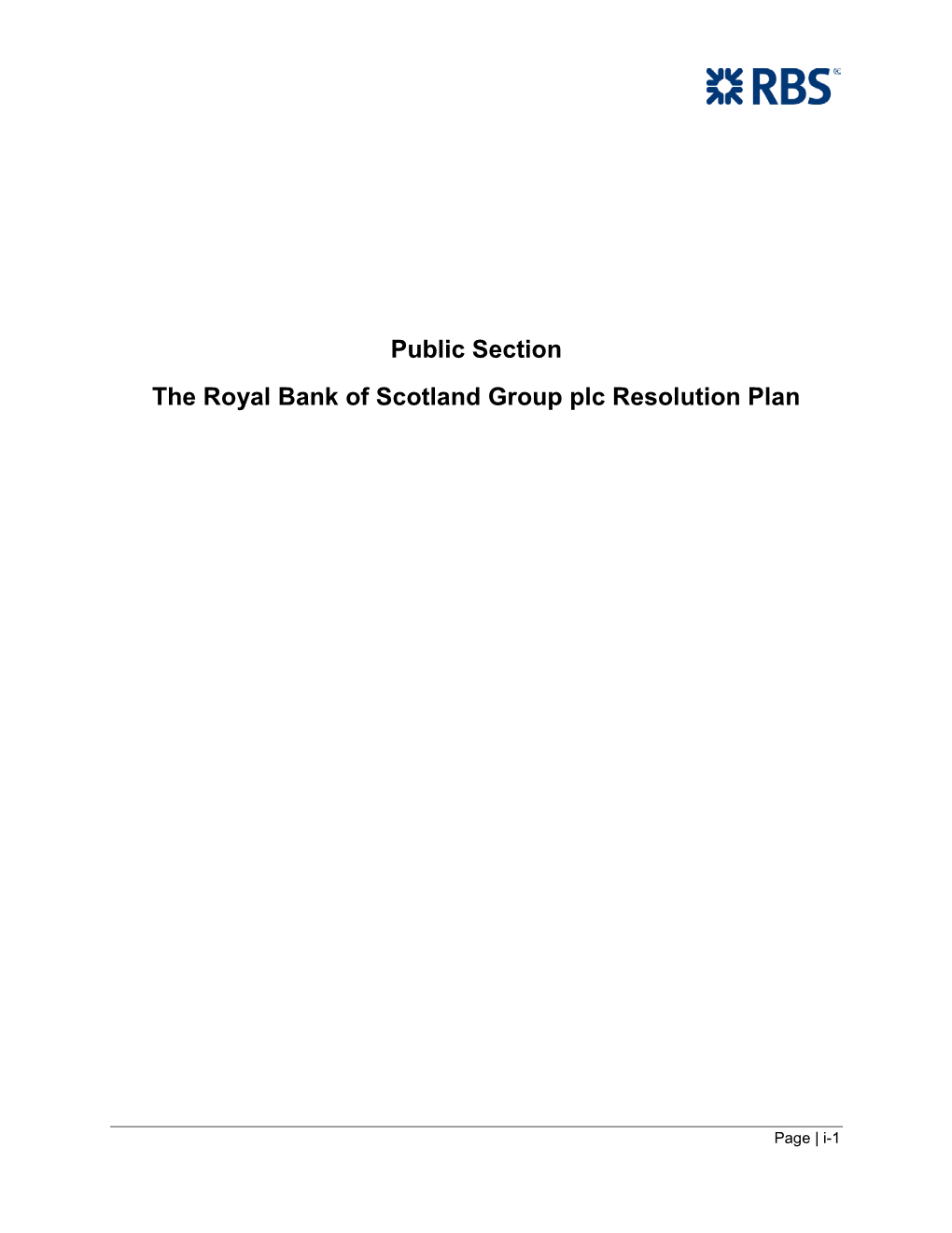 Public Section the Royal Bank of Scotland Group Plc Resolution Plan