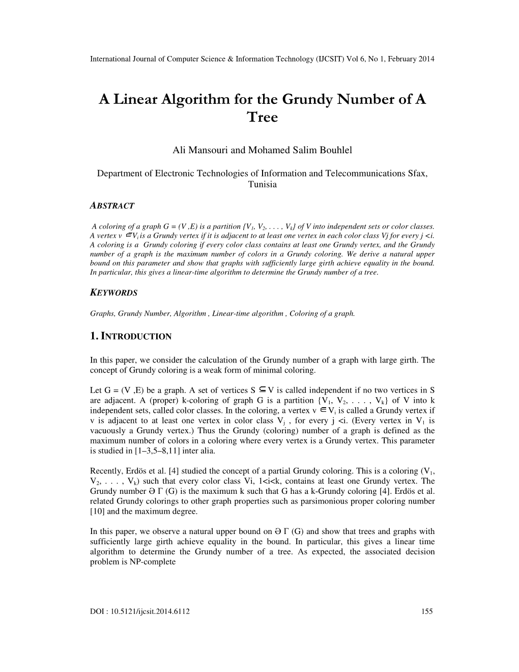 A Linear Algorithm for the Grundy Number of a Tree