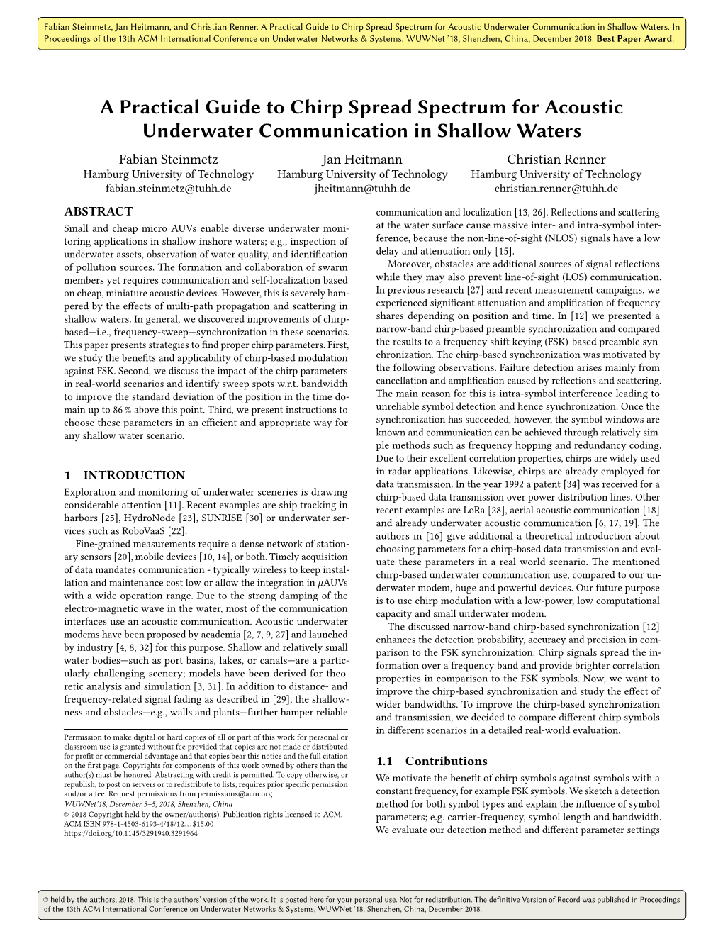 A Practical Guide to Chirp Spread Spectrum for Acoustic Underwater Communication in Shallow Waters